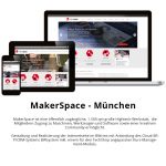Website des MakerSpace München, angezeigt auf einem Laptop, Tablet und Smartphone.