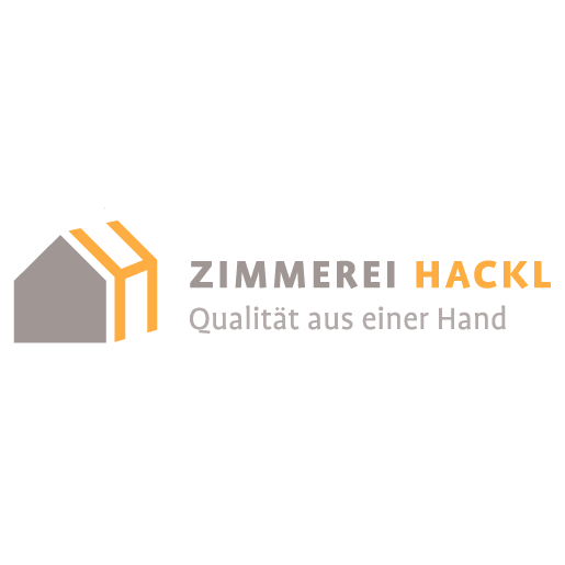 Logo von Hackl mit orangefarbenem und grauem Schriftzug auf weißem Hintergrund.
