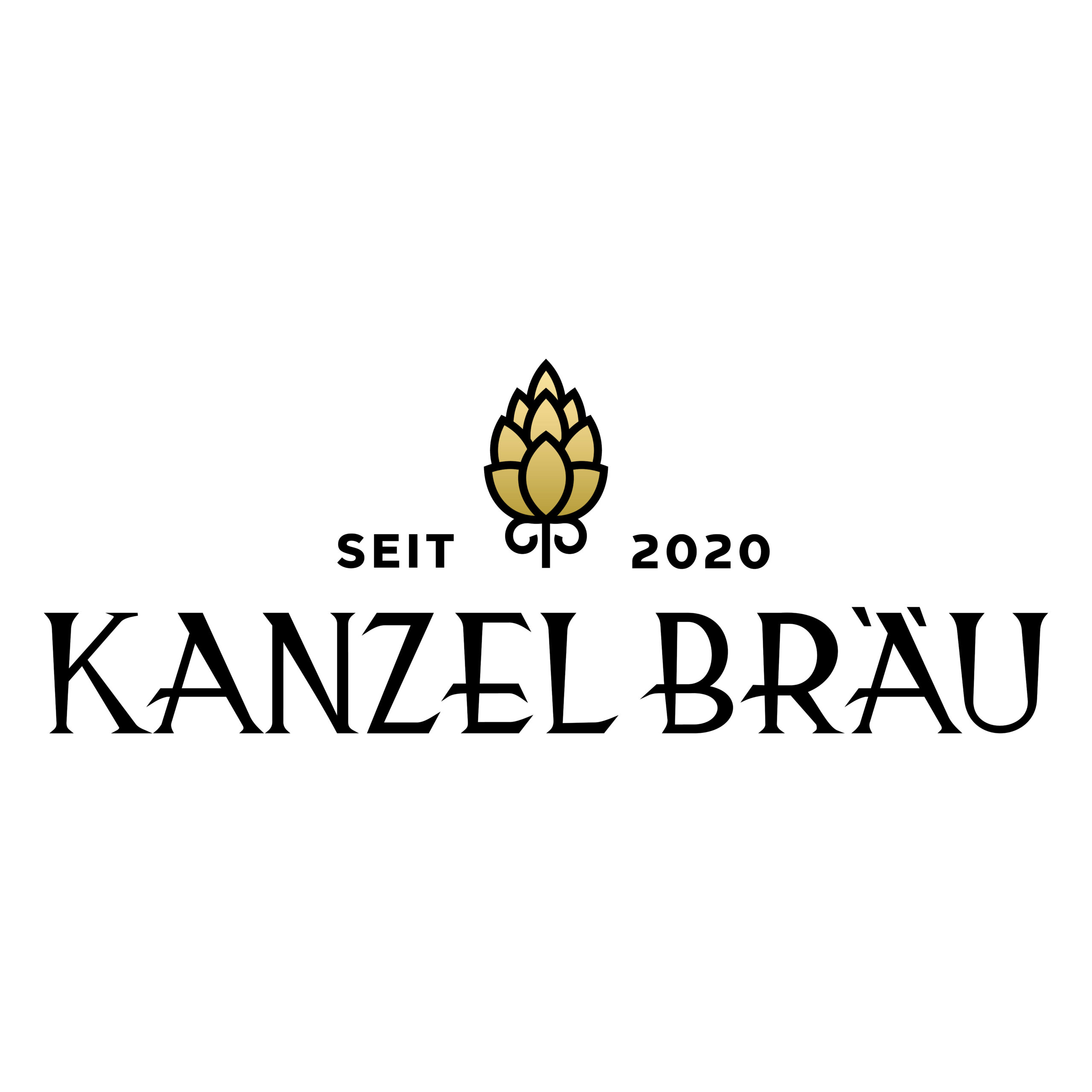 Logo von Kanzel Bräu mit dem Schriftzug und einem Hopfensymbol darüber.