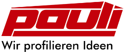 Rotes Logo mit dem Schriftzug 'pauli' in einer markanten Schriftart.
