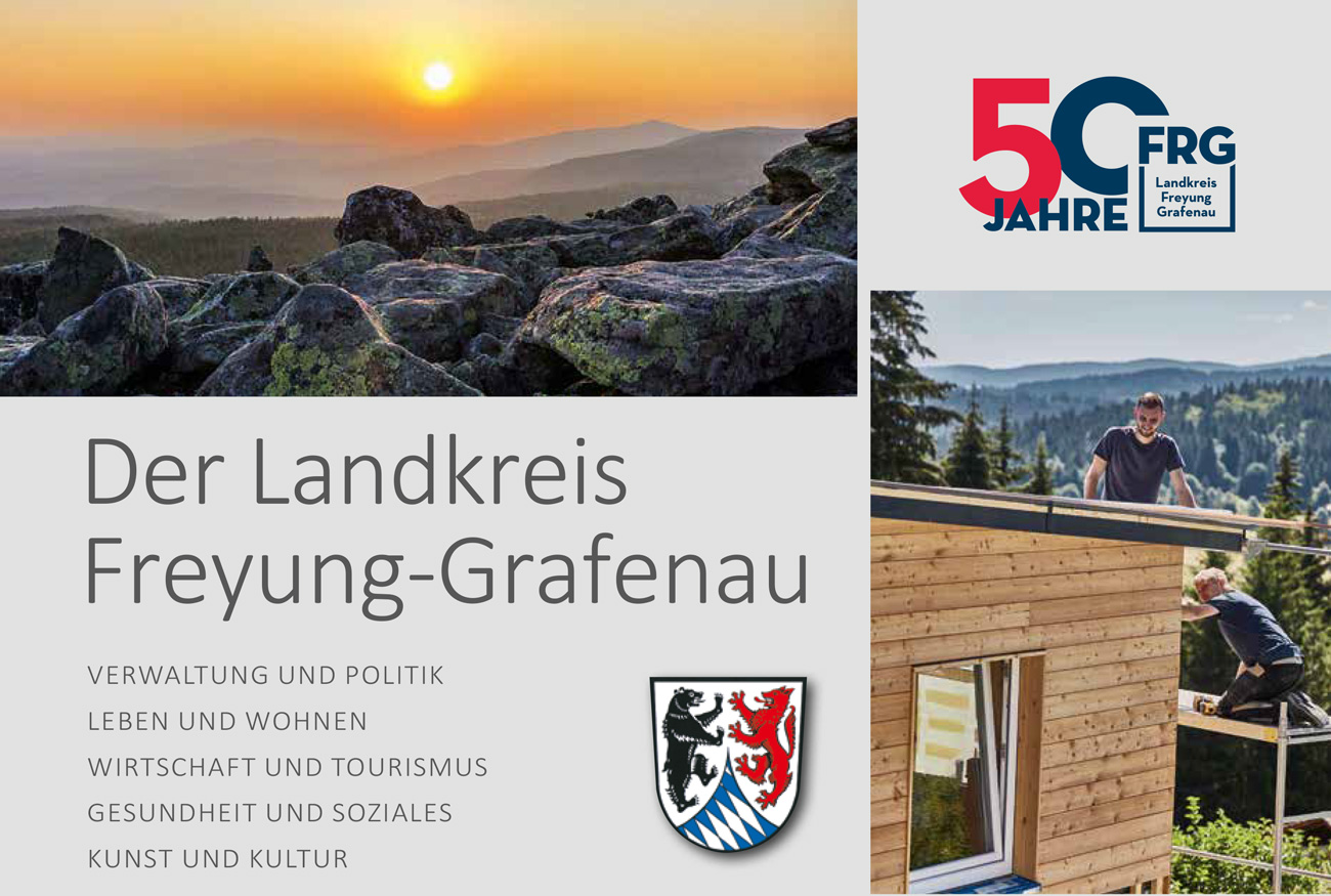 Cover der Broschüre des Landkreises Freyung-Grafenau mit Logo und Text.